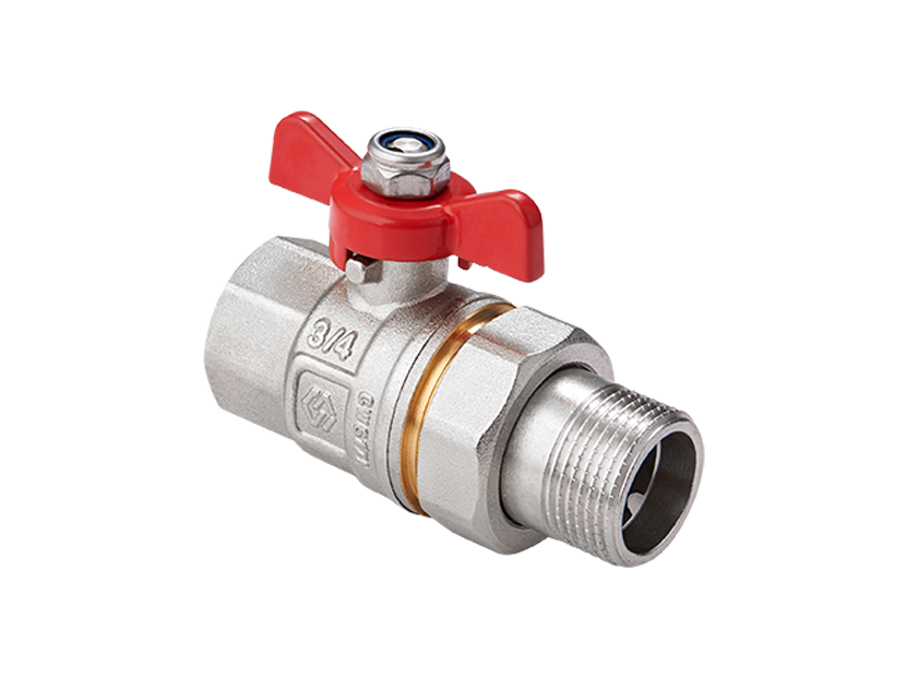 Кран шаровой латунный MVI Ду 32 PN40 вн-американка, бабочка
