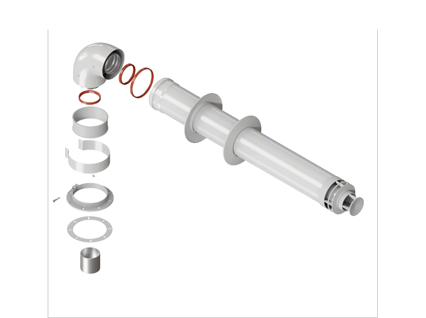 Комплект Royal Thermo: дымоход коаксиальный 60/100 - 900 мм универсальный