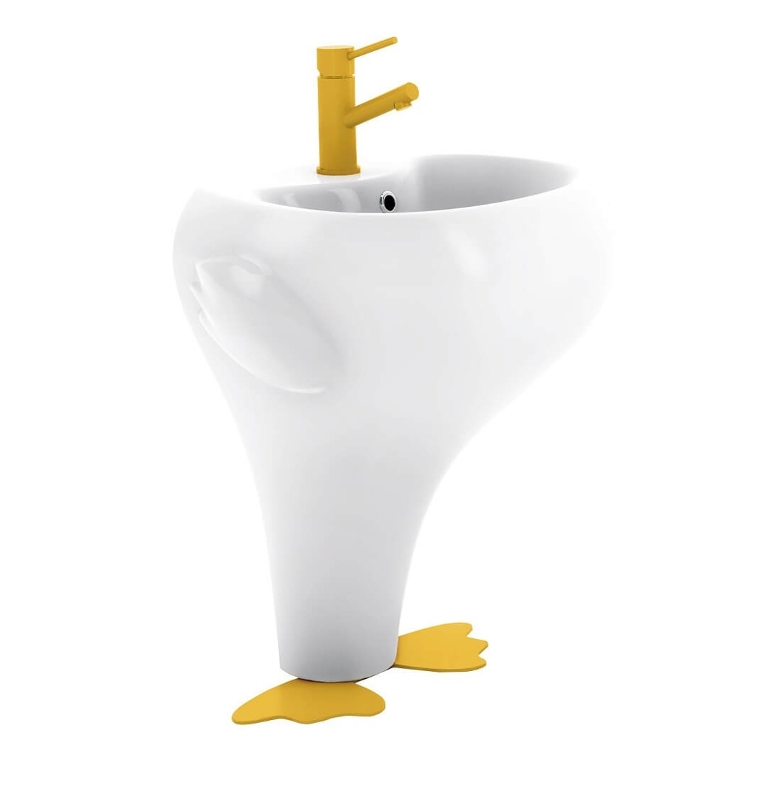 Раковина детская напольная Creavit Ducky DC052-00CB00E-0000 523*395 мм (белый/жёлтый)
