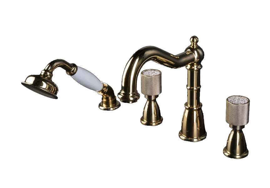 Смеситель на борт ванны Boheme Royal Cristal 395-Royal/CRST (золото)