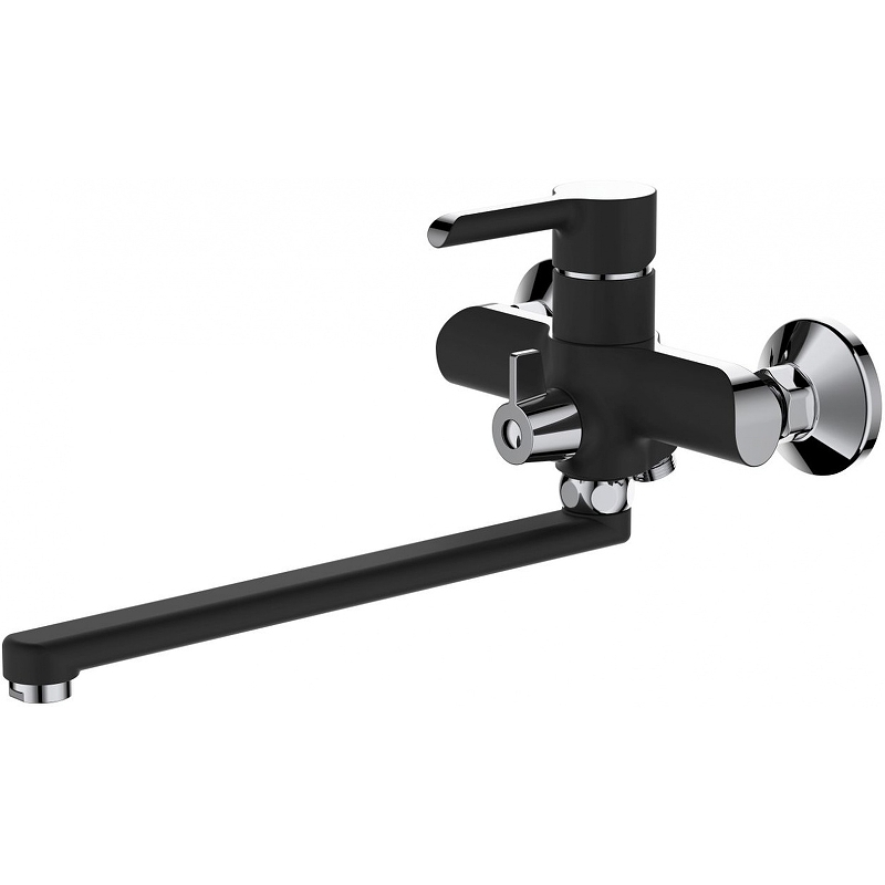 Смеситель для ванны с душем Haiba HB22805-7 (чёрный матовый/хром)