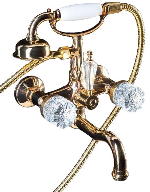 Смеситель для ванны с душем Boheme Crystal 293-CRST (золото)