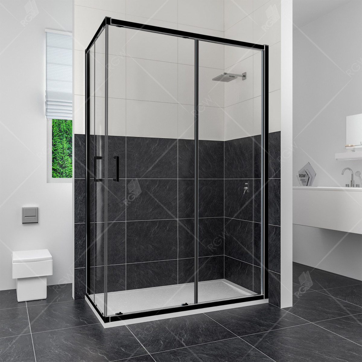 Душевой уголок RGW Classic CL-44B 800*1000 мм (черный/прозрачное)