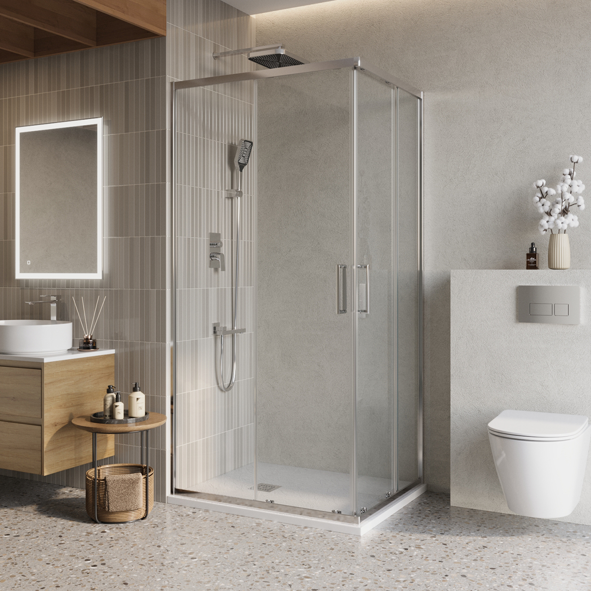 Душевой уголок BelBagno LUCE-AH-2-100/80-C-Cr 1000*800 мм (хром/прозрачное)