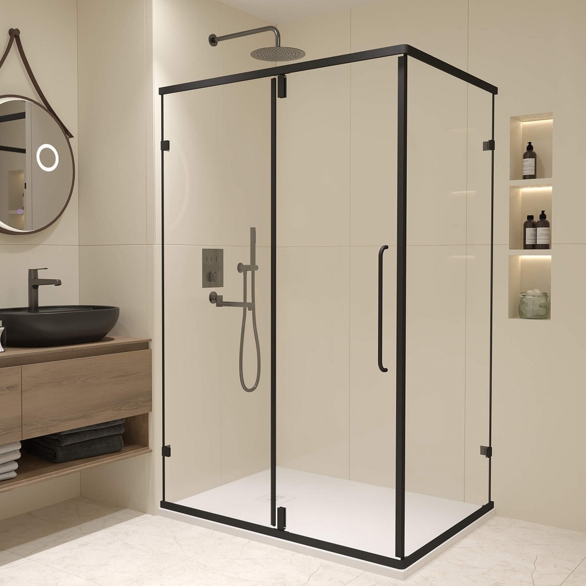 Душевой уголок RGW Classic CL-046B 900*700 мм (чёрный/прозрачное)