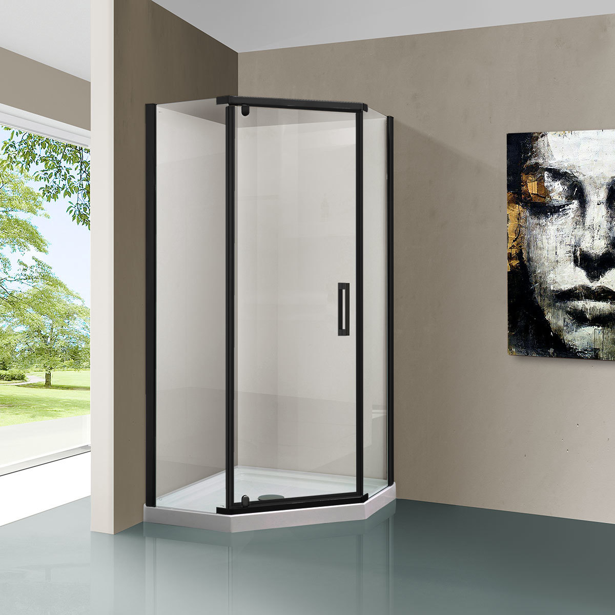 Душевой уголок Vincea Stresa VSP-1S900CLB 900*900 мм (черный/прозрачное)