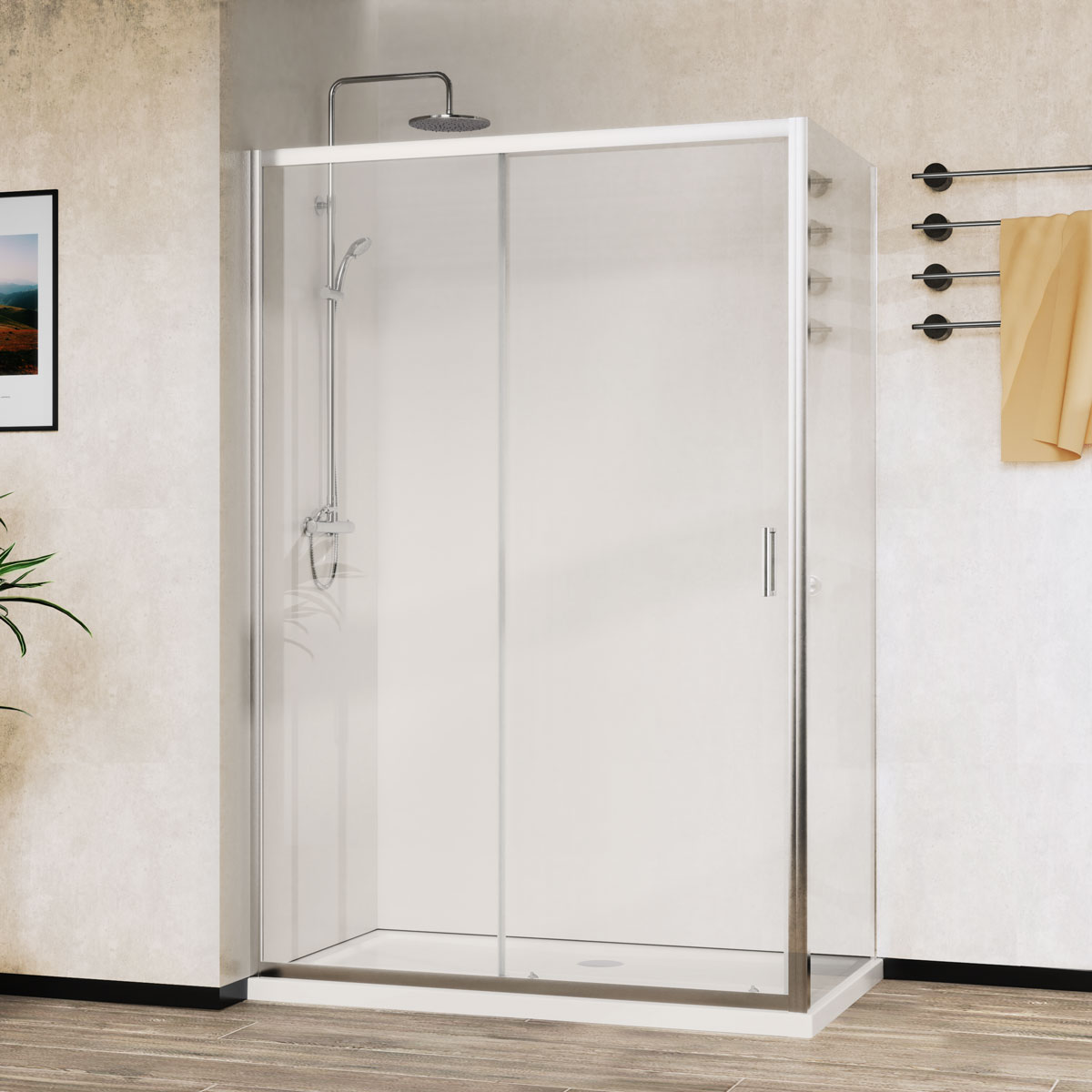 Душевой уголок Vincea City VSR-5CT9011CL 1100*900 мм (хром/прозрачное)