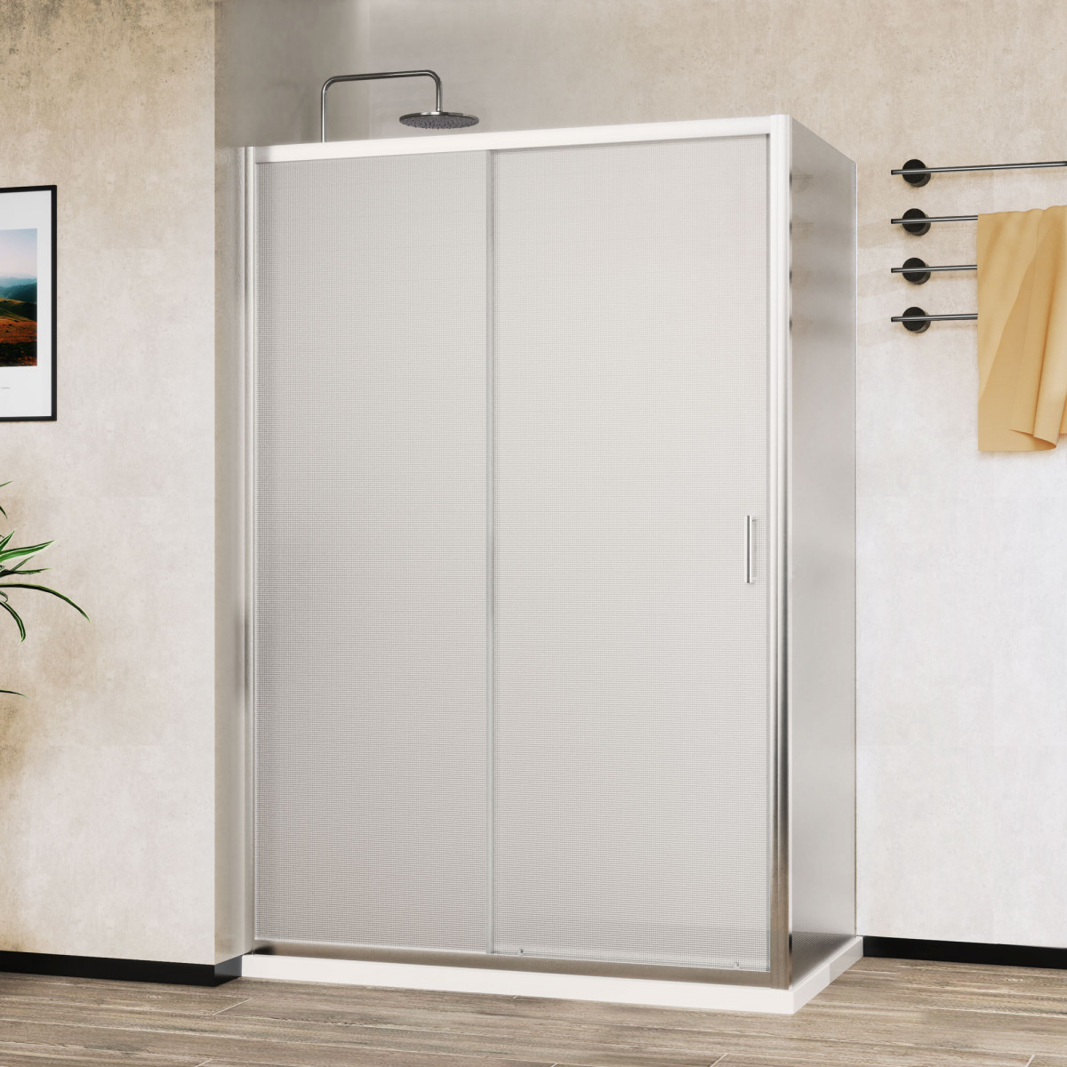 Душевой уголок Vincea City VSR-5CT9012MT 1200*900 мм (хром/рифленое)