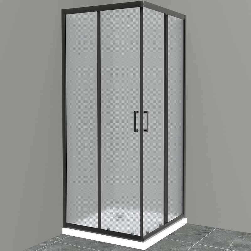 Душевой уголок BelBagno UNO-195-A-2-90-P-NERO 900*900 мм (черный матовый/рифленое)