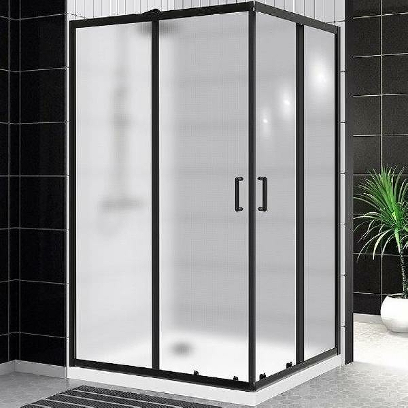 Душевой уголок BelBagno UNO-195-AH-2-120/90-P-NERO 1200*900 мм (черный матовый/рифленое)