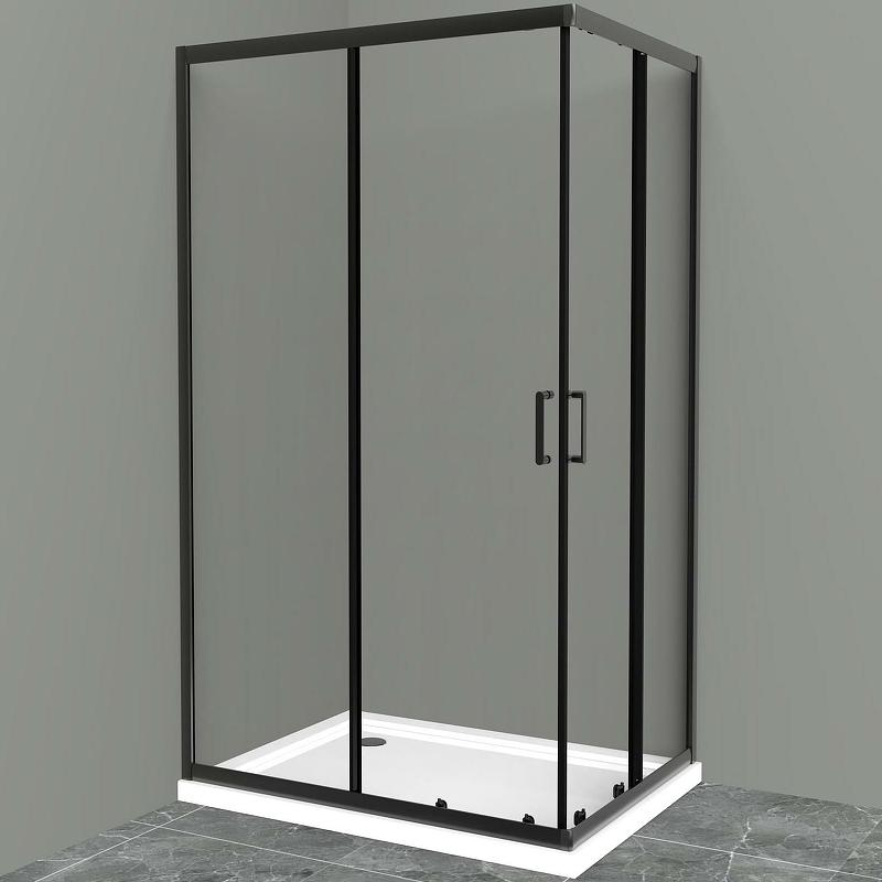 Душевой уголок BelBagno UNO-195-AH-2-100/80-C-NERO 1000*800 мм (черный матовый/прозрачное)