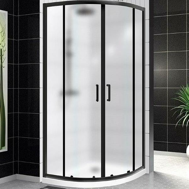 Душевой уголок BelBagno UNO-195-R-2-90-P-NERO 900*900 мм (черный матовый/рифленое)