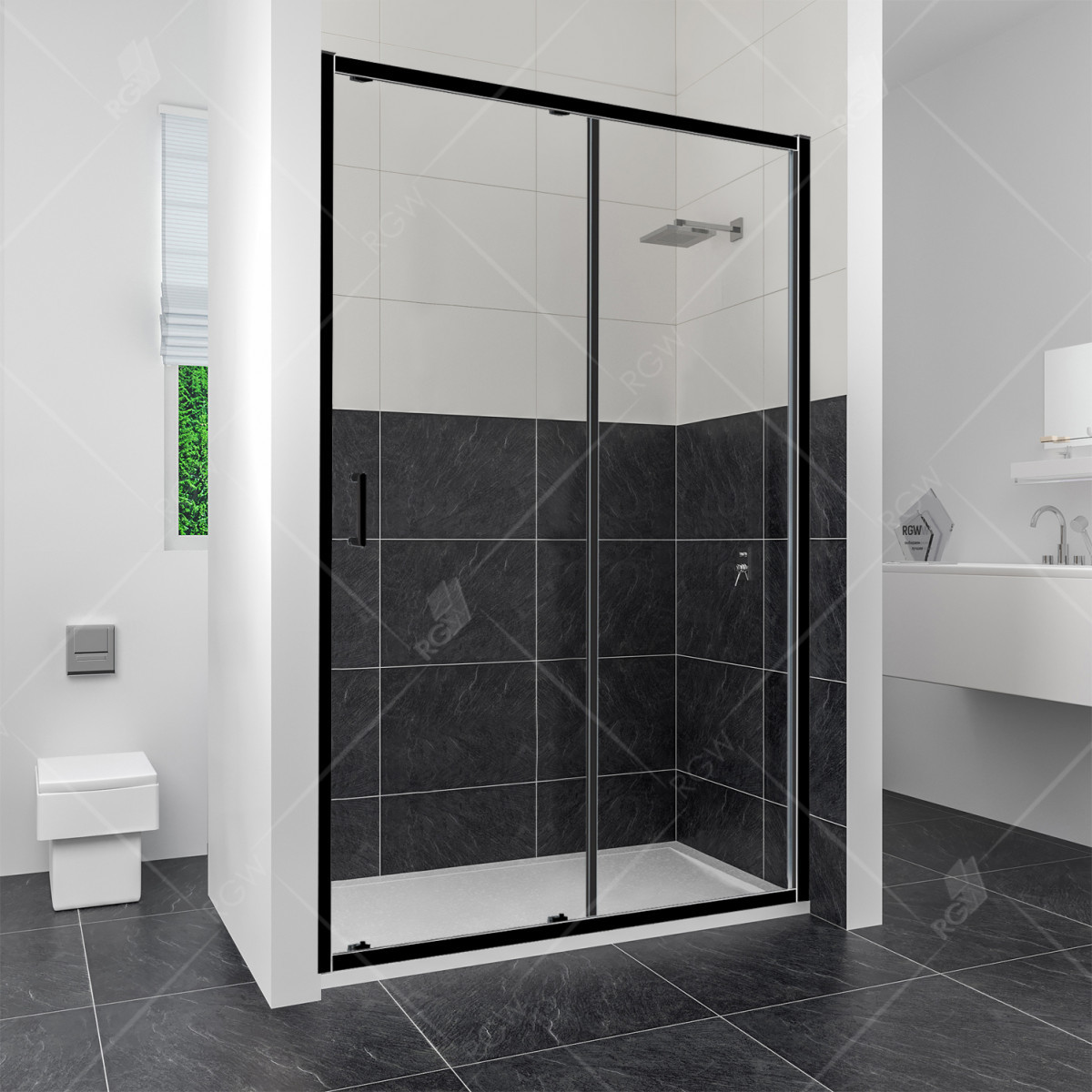 Душевая дверь RGW Classic CL-14B 1100*1850 мм (черный/прозрачное)