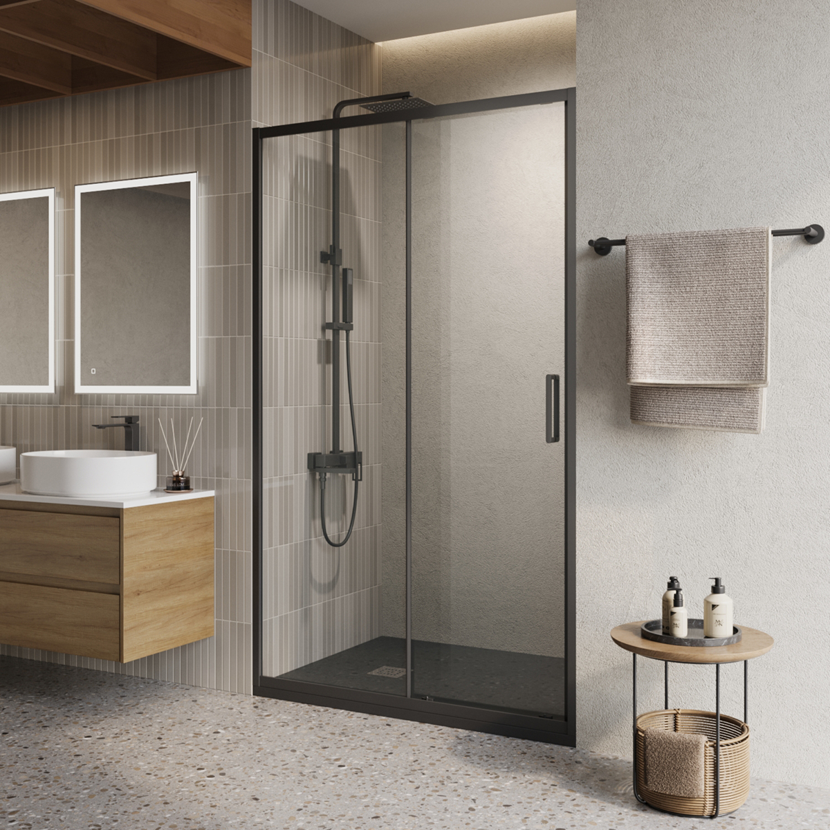 Душевая дверь BelBagno LUCE-BF-1-120-C-NERO 1200*1950 мм (хром/чёрный)