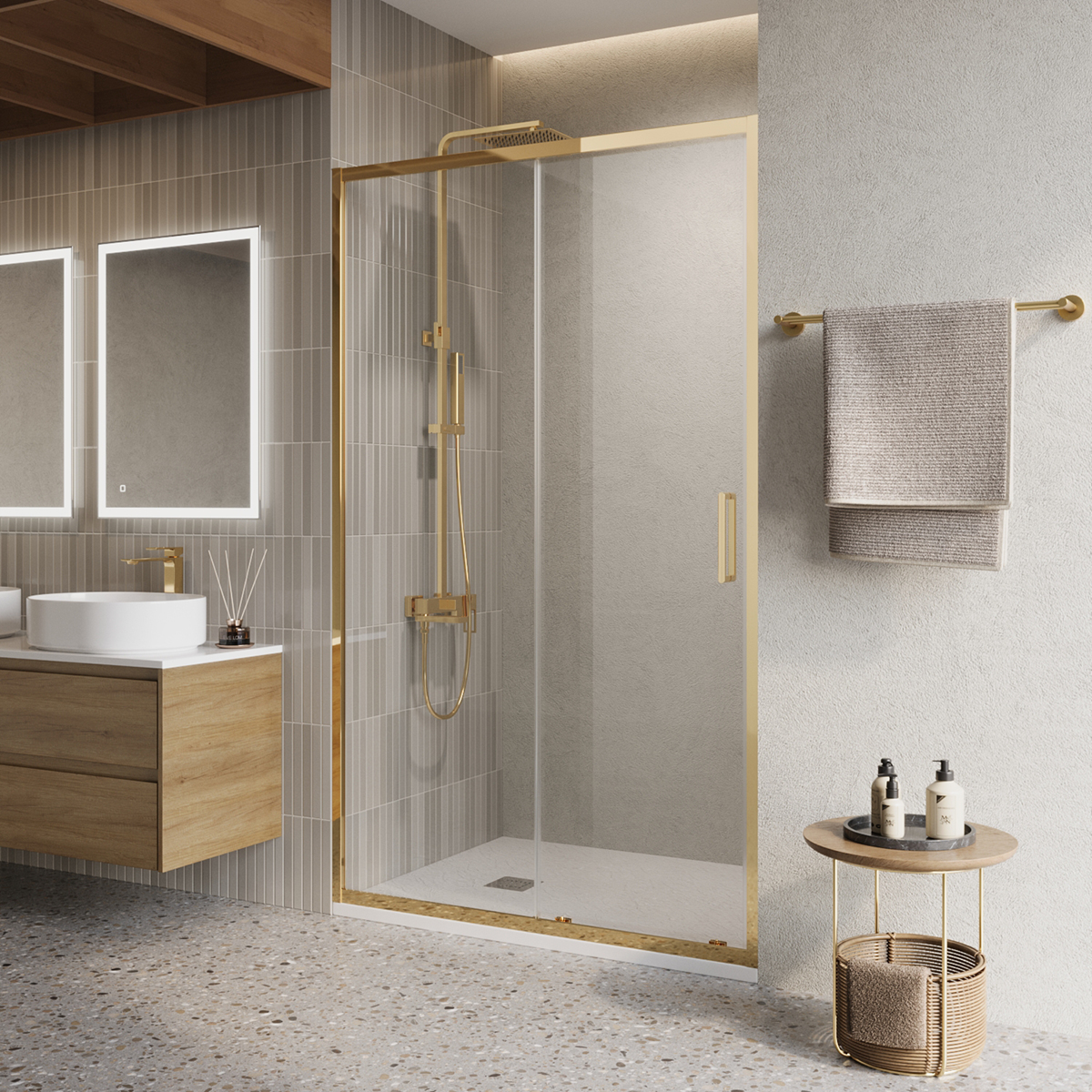 Душевая дверь BelBagno LUCE-BF-1-120-C-ORO 1200*1950 мм (хром/золото)