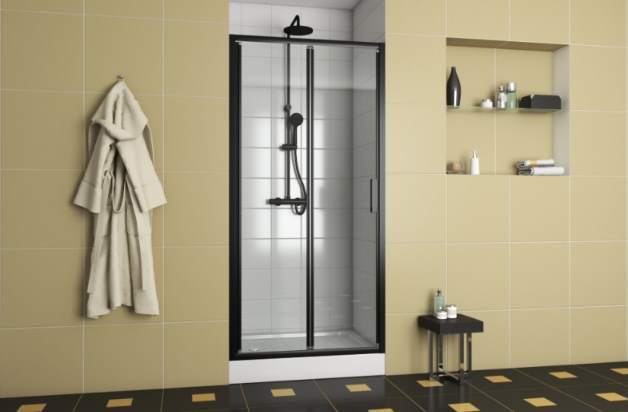 Душевая дверь Bravat Blackline BD100.4121B 900*2000 мм (черный/прозрачное)