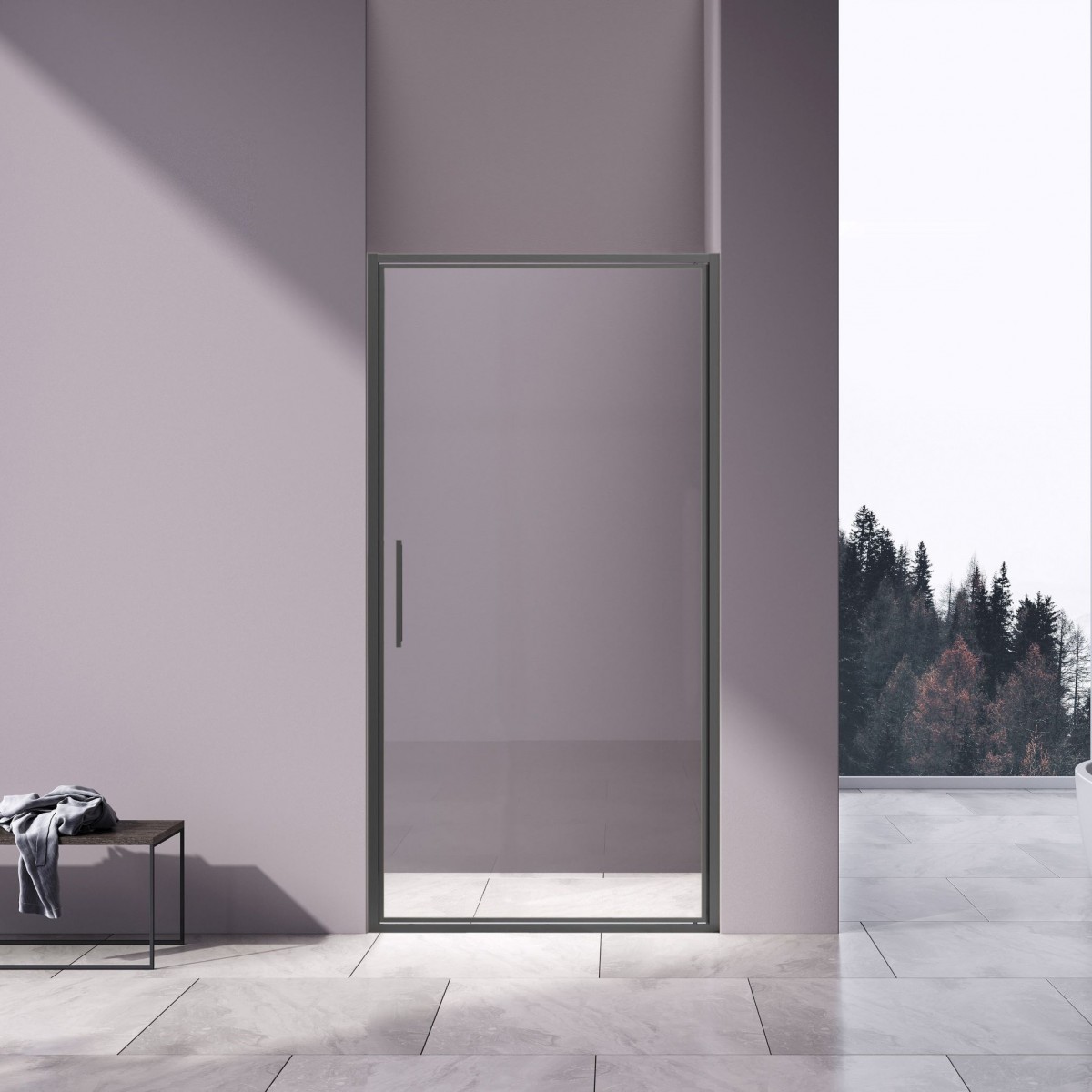Душевая дверь Vincea Slim 8mm VDP-4SL900CLGM 900*1950 мм (вороненая сталь/прозрачное)