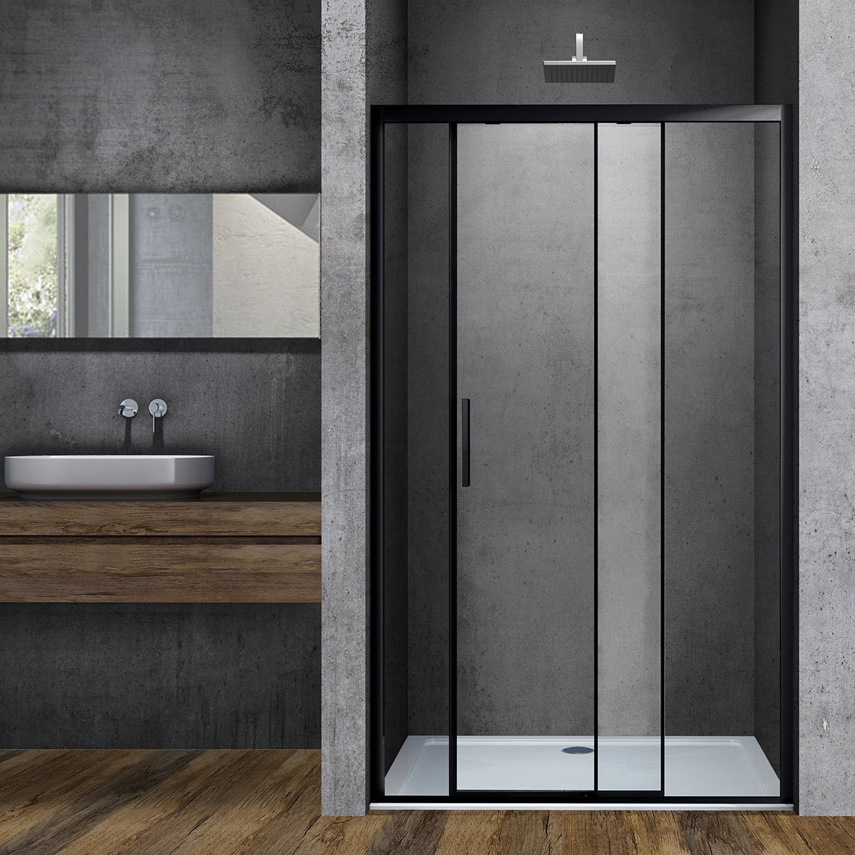 Душевая дверь Vincea Soft VDS-3SO110CLB 1100*1950 мм (черный/прозрачное)