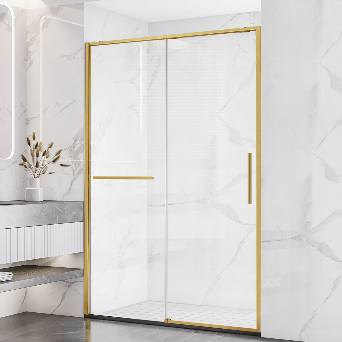 Душевая дверь Vincea Slim Soft VDS-1SS130CLG 1300*2000 мм (брашированное золото/прозрачное)