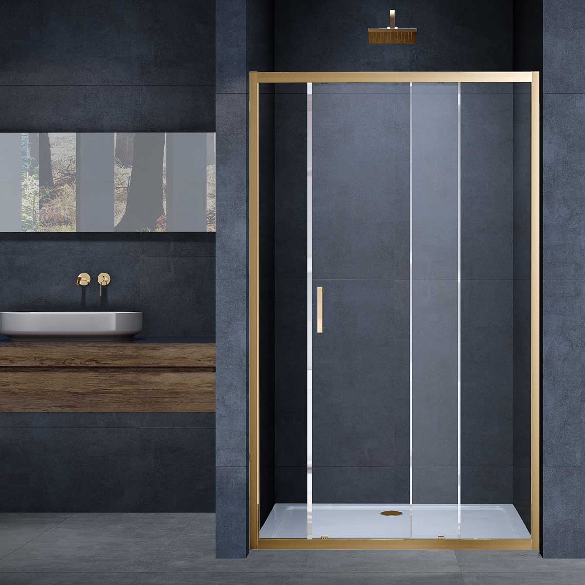 Душевая дверь Vincea Alpha VDS-3AL110CLG 1100*1900 мм (золото брашированное/прозрачное)