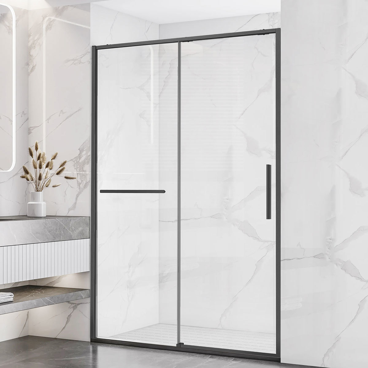 Душевая дверь Vincea Slim Soft VDS-1SS110CLGM 1100*2000 мм (вороненая сталь/прозрачное)