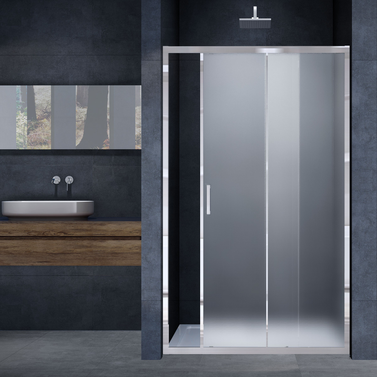 Душевая дверь Vincea Alpha VDS-3AL110MT 1100*1900 мм (хром/рифленое)