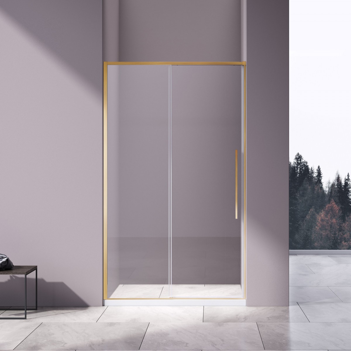Душевая дверь Vincea Slim-N VDS-4SN120CLG 1200*1950 мм (золото брашированное/прозрачное)