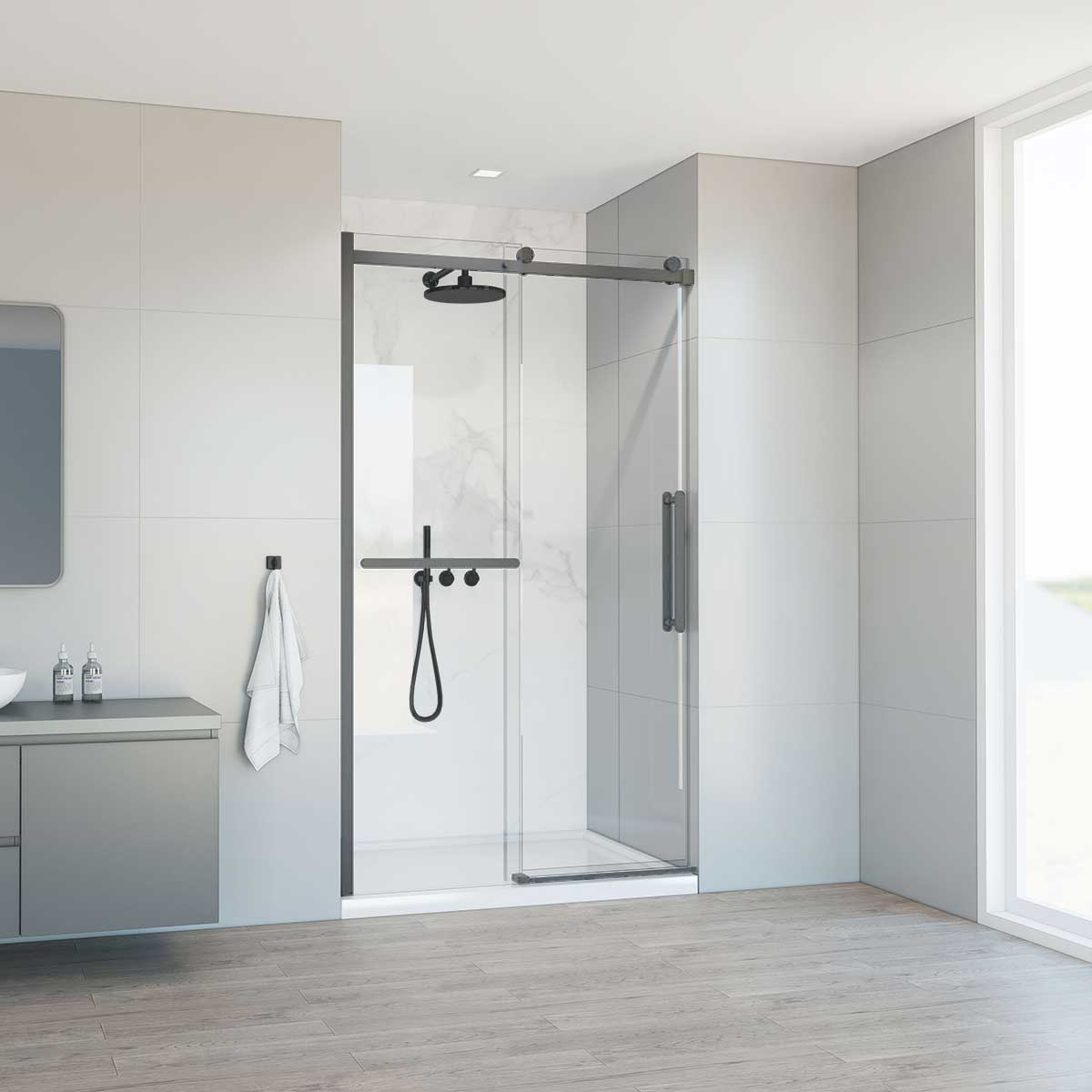 Душевая дверь Vincea Como Soft VDS-1CS130CLGM 1300*1950 мм (вороненая сталь/прозрачное)