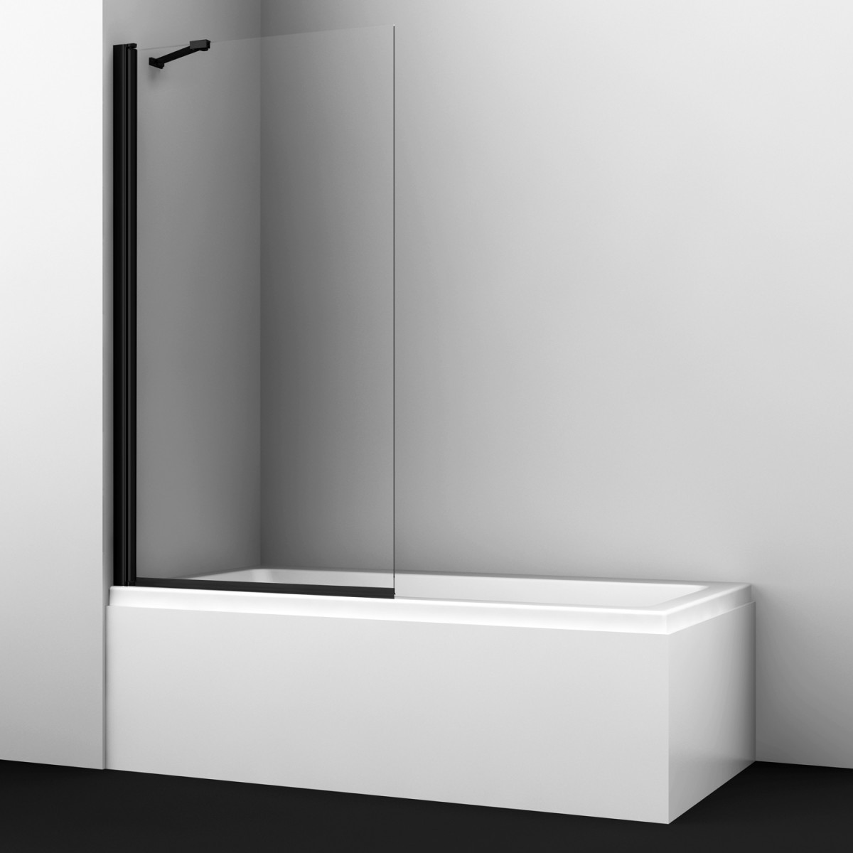 Шторка на ванну WasserKRAFT Berkel 48P01-80 BLACK Fixed  800*1400 мм (чёрный/прозрачное)