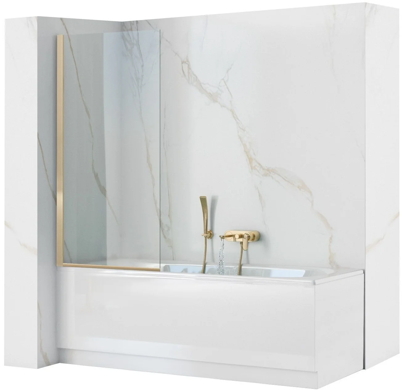Шторка на ванну Rea Elegant REA-W5600 700*1400 мм (золото/прозрачное)