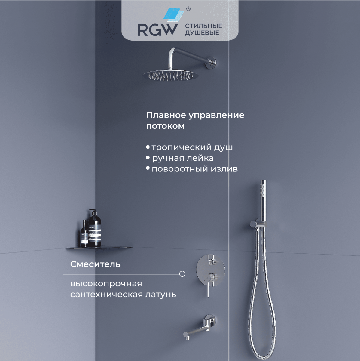 Встраиваемая душевая система RGW Shower Panels SP-55 51140855-01 (хром)