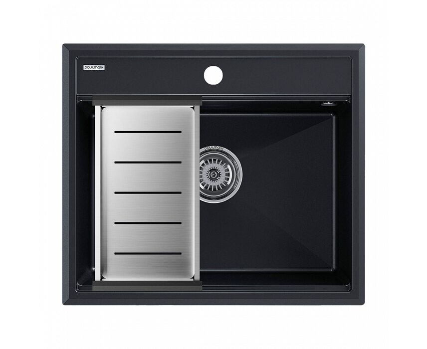 Комплект кухонная мойка Paulmark Stepia 60 590*510 мм + коландер Advance PM115951-AN+A375-BS (антрацит)