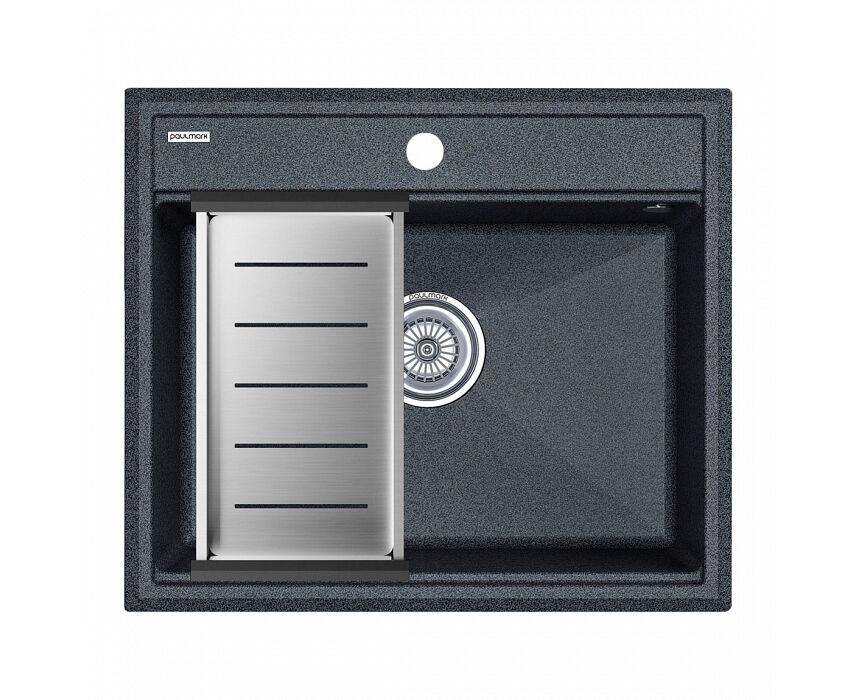 Комплект кухонная мойка Paulmark Stepia 60 590*510 мм + коландер Advance PM115951-DG+A375-BS (графит)