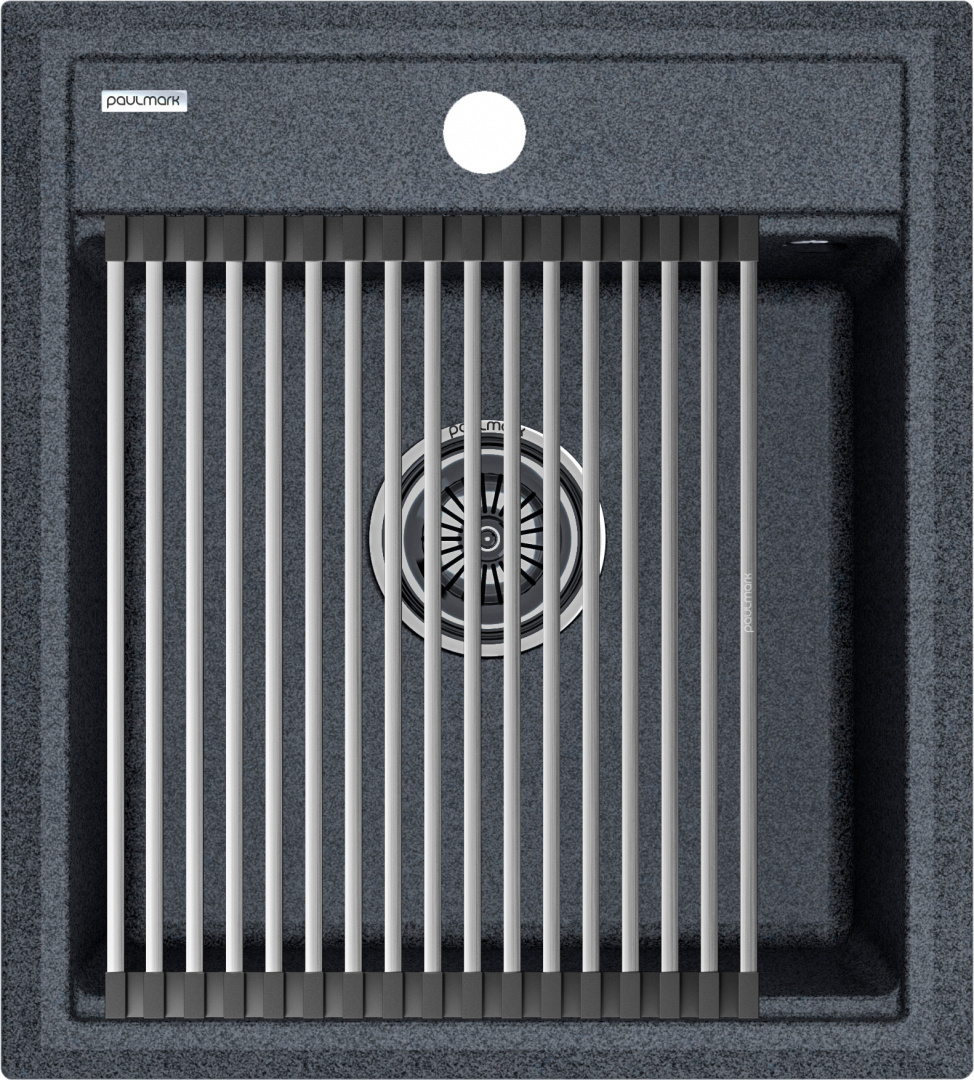 Комплект кухонная мойка Paulmark Stepia 45 460*510 мм с ролл-матом Step PM114651-DG+R375-BS (графит)