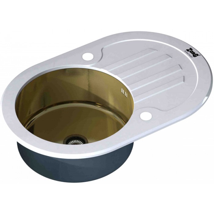 Мойка кухонная Zorg GL-7851-OV-WHITE-BRONZE 780*510 мм (белый/бронза)