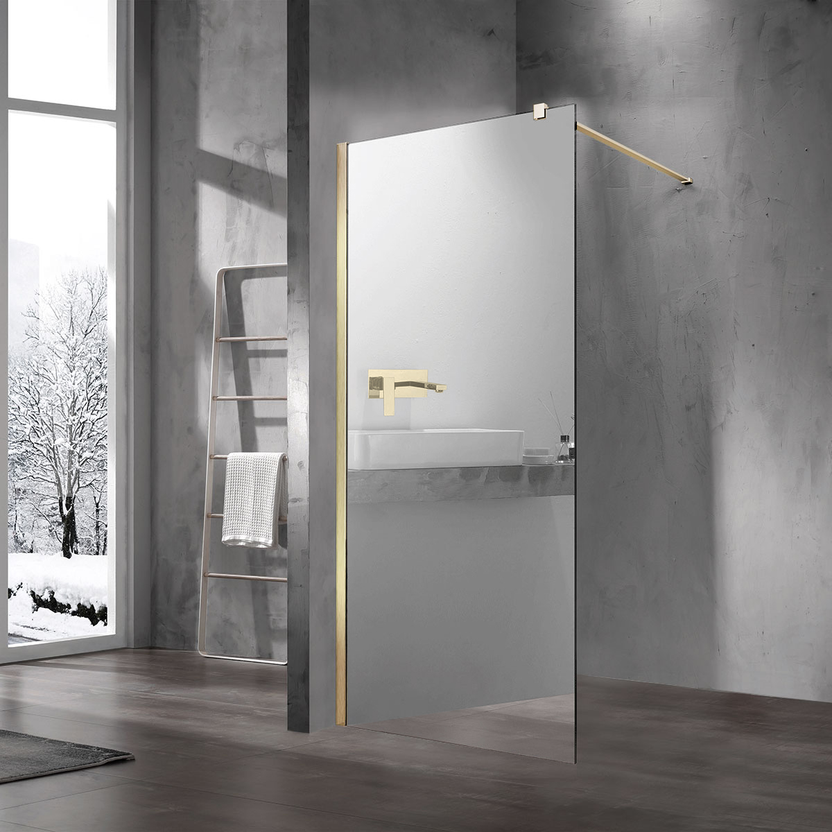 Душевая перегородка Vincea Walk-In VSW-1H900MRG 900*2000 мм (золотой матовый/зеркальное)