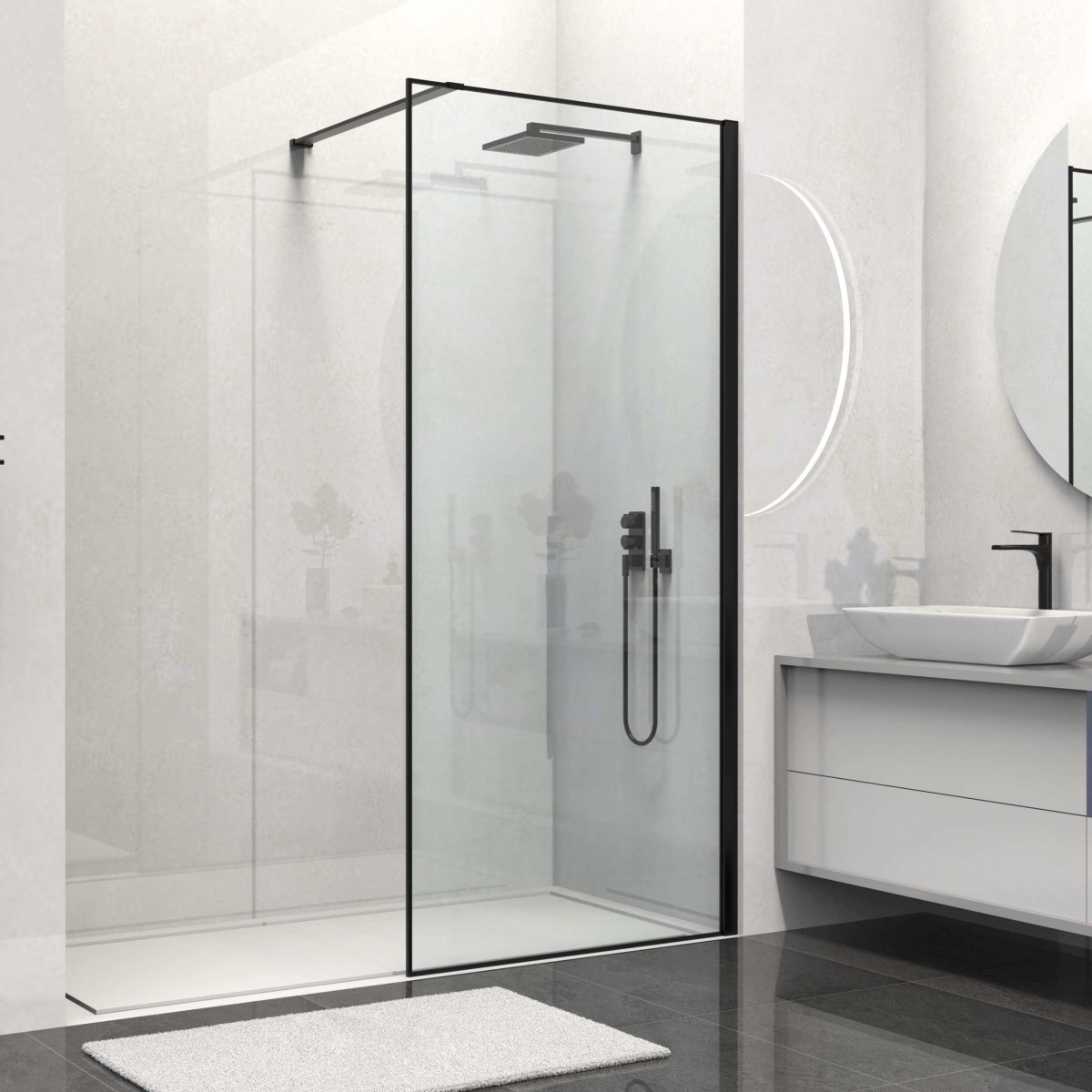 Душевая перегородка Vincea Walk-In HS VSW-1HS800CLB 800*2000 мм (черный матовый/прозрачное)