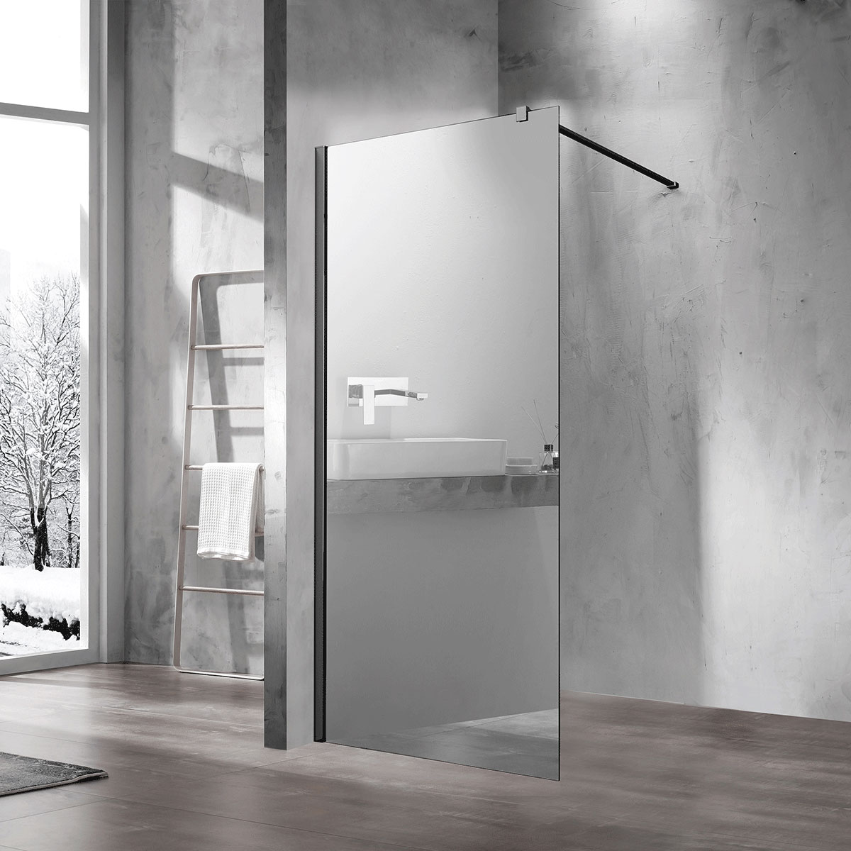 Душевая перегородка Vincea Walk-In VSW-1H100MRB 1000*2000 мм (черный/зеркальное)